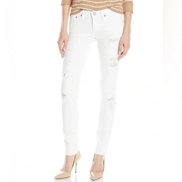 Adriano Goldscmied White The Stilt Cigarette Leg Skinny Distressed Jeans 26R - Picture 1 of 17